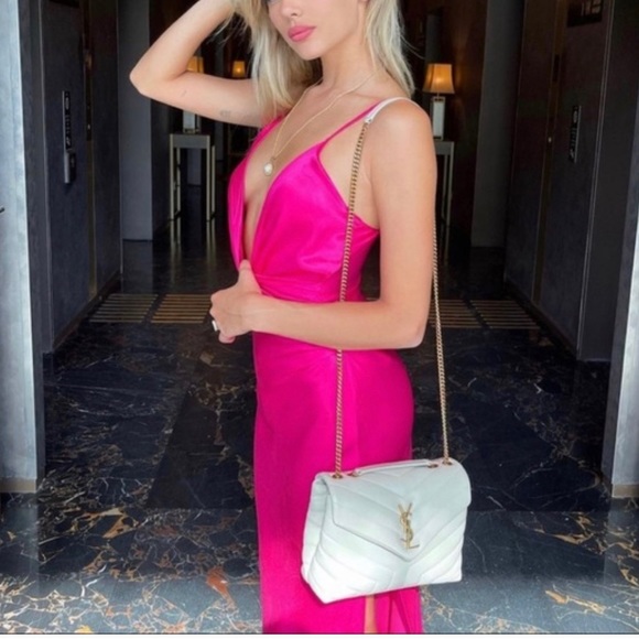 NWT hot pink satin midi wrap dress ZARA Barbiecore - Picture 6 of 12